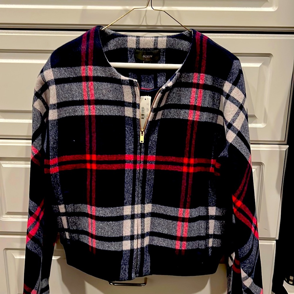 New with tags jcrew wool plaid bomber jacket